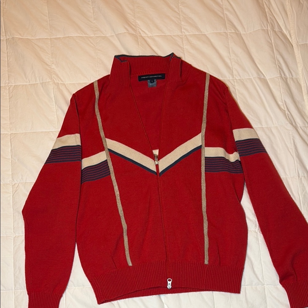 Men's Red Sweater with Stripes